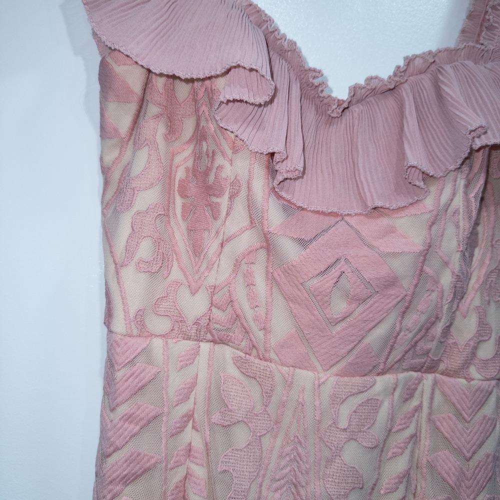 Native Daughters American Threads Pink Verona Lace Mini Dress Size Medium - Picture 2 of 8